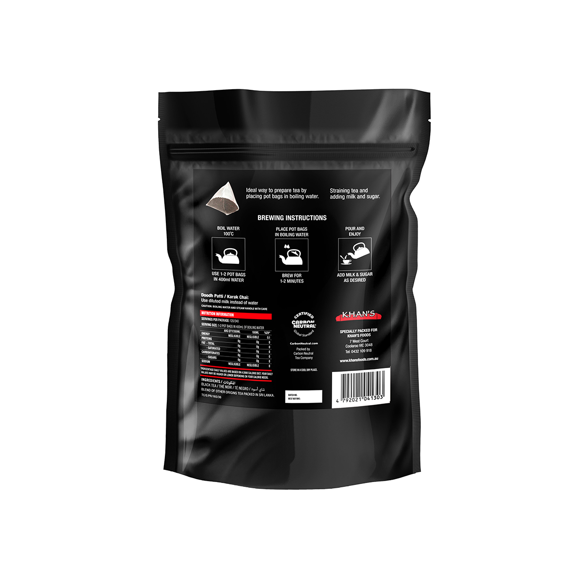 KHAN'S Black Tea Pyramid Potbags 240 PB - Image 2