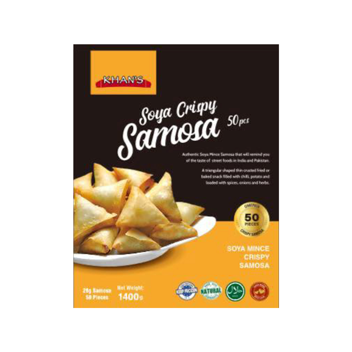 KHAN’S Soya Samosa 28g x 50p - Image 2